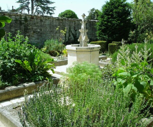 A Medieval monsatry garden in a village in France