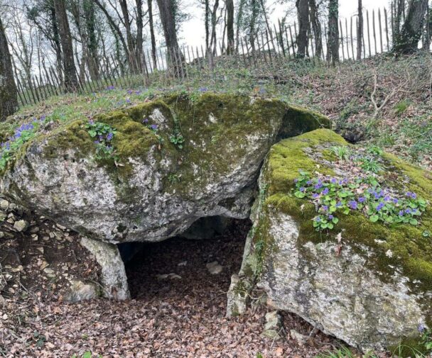 A prehistoric cave and burial chamber in the French countryside