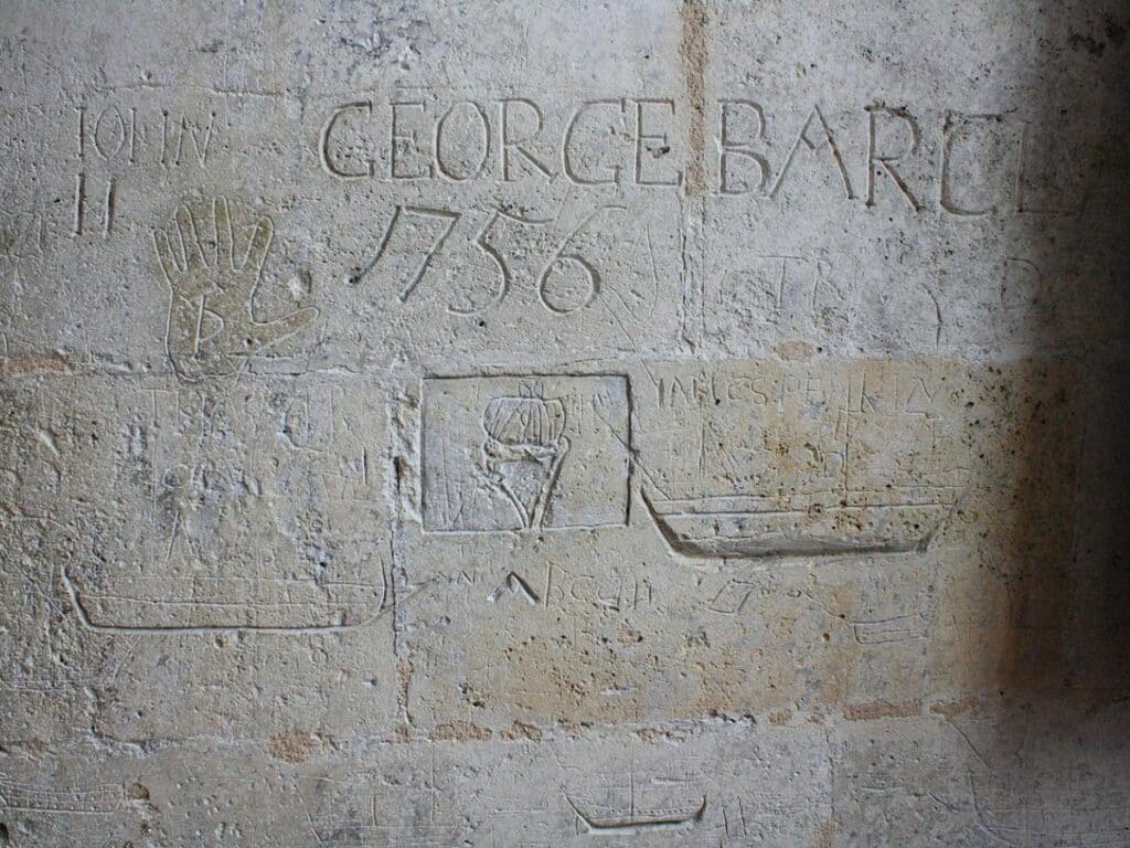 A date etched onto the wall at the Chateau of Cognac
