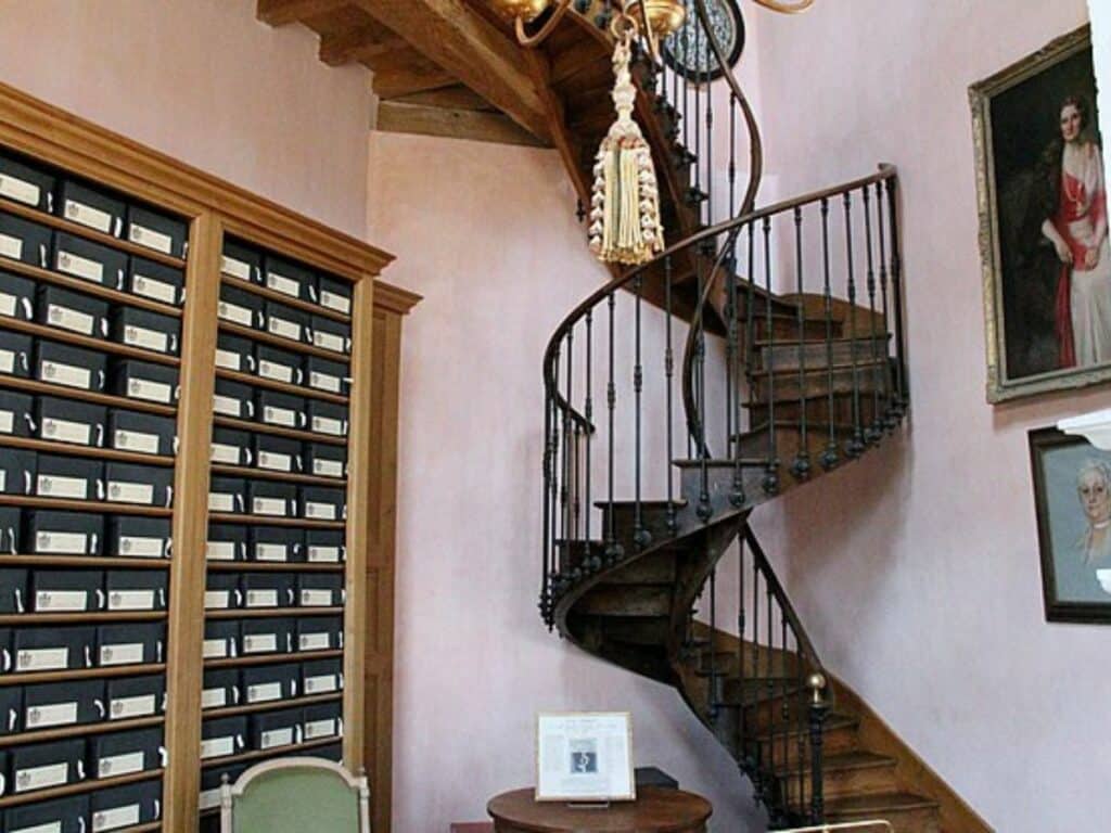 An old winding staircase in the Chateau of Rochefoucauld