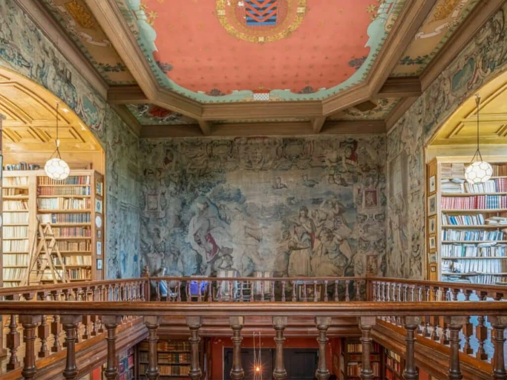 A selection of books in the library at the Chateau of Verteuil