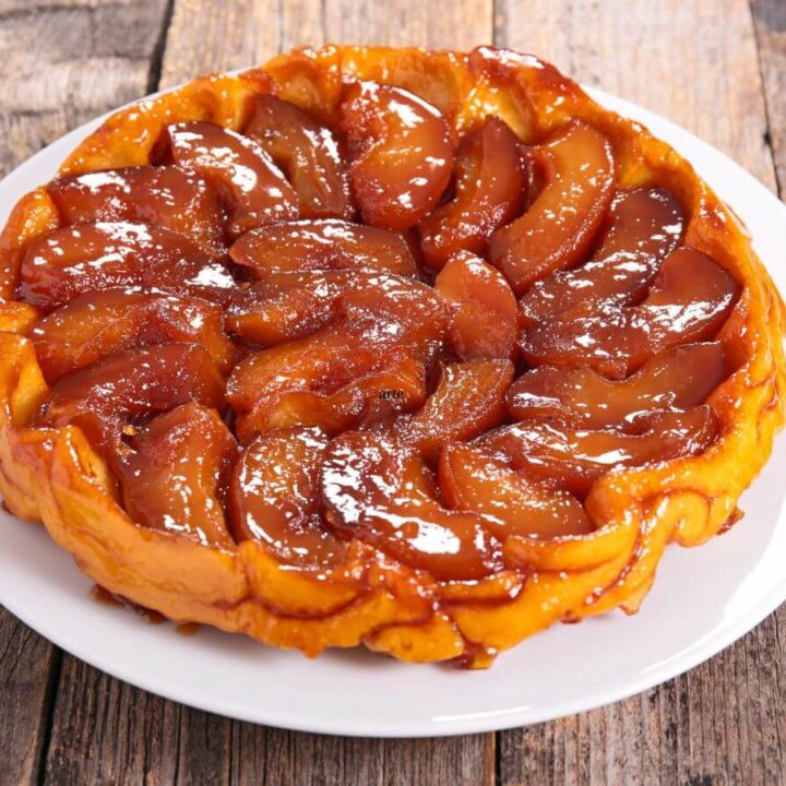 A plate with an apple French dessert - Tarte Tatin