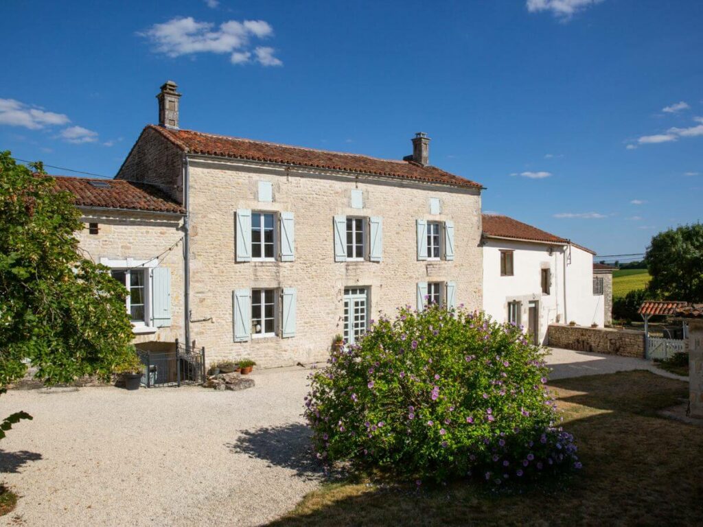 A beautiful white stone house in the countryside in the Charente