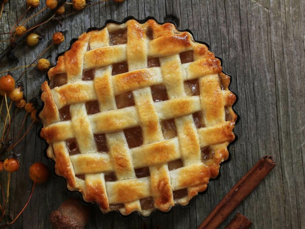 An apple pie with latice pastry - A French dessert
