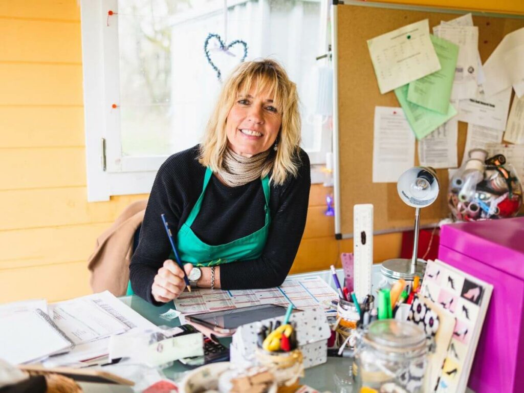 A lady artisan setting up a business in France in a home studio