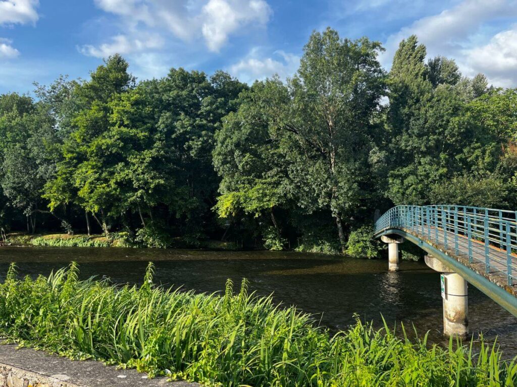 A bridge going across the Charente River in Verteuil in France