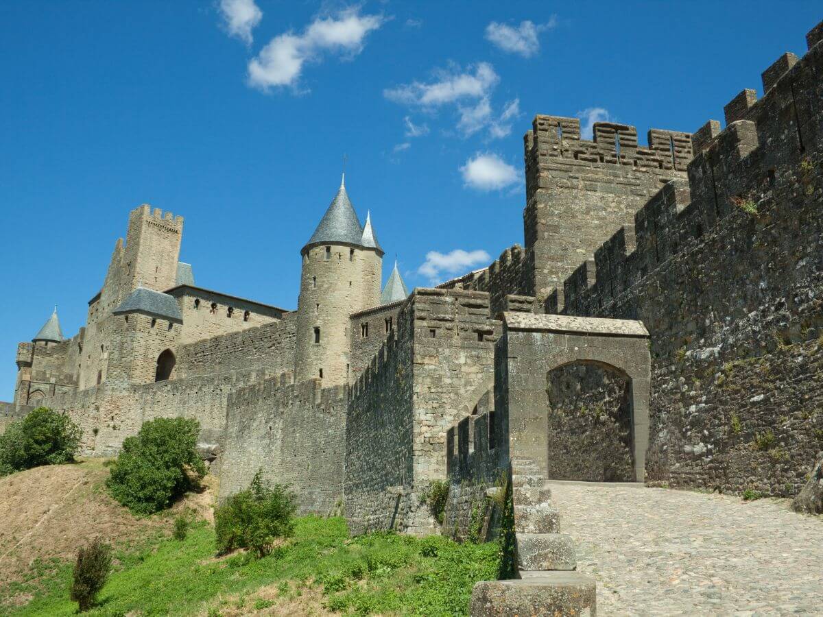 The ramparts of the city of Carcassonne in France