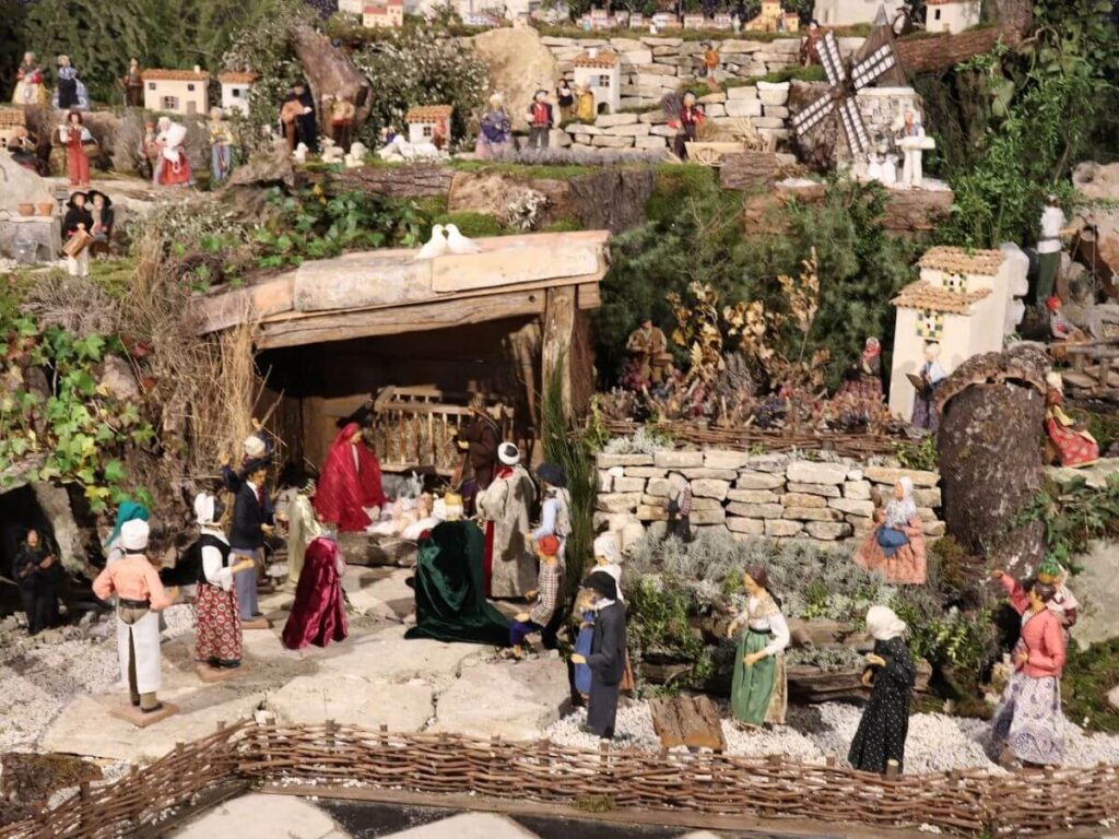 A nativity scene with lots of figurines